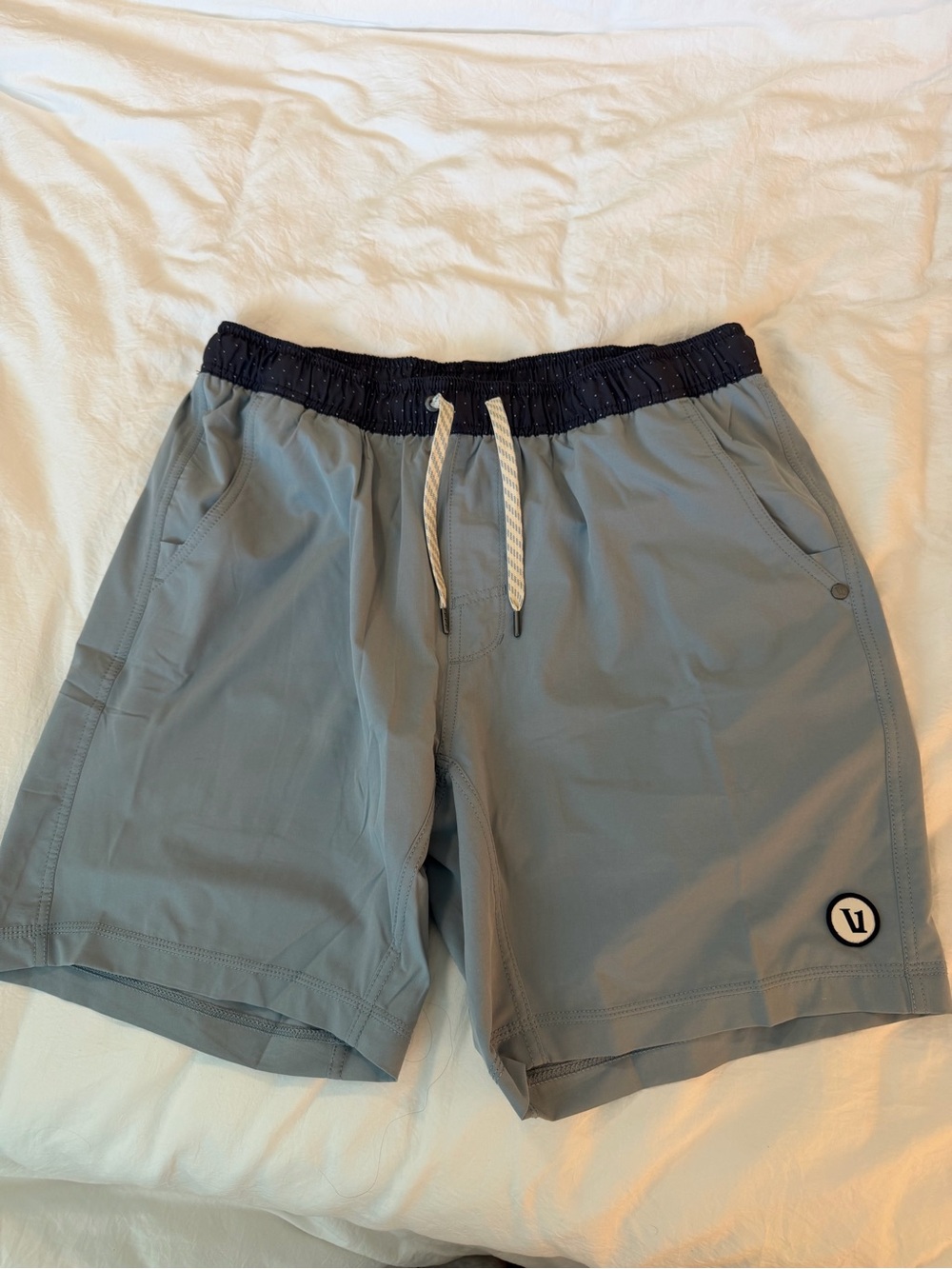 Vuori Men's Athletic Shorts Gray with Black Waistband